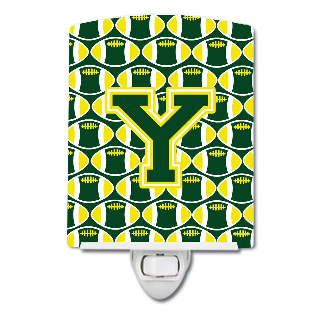 Letter Y Football Green and Yellow Ceramic Night Light CJ1075-YCNL - the-store.com