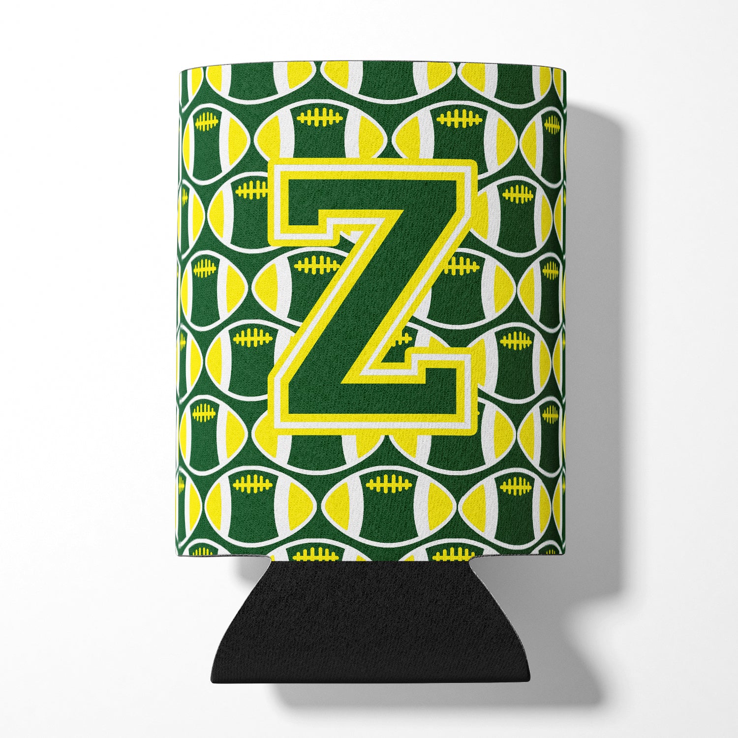 Letter Z Football Green and Yellow Can or Bottle Hugger CJ1075-ZCC.