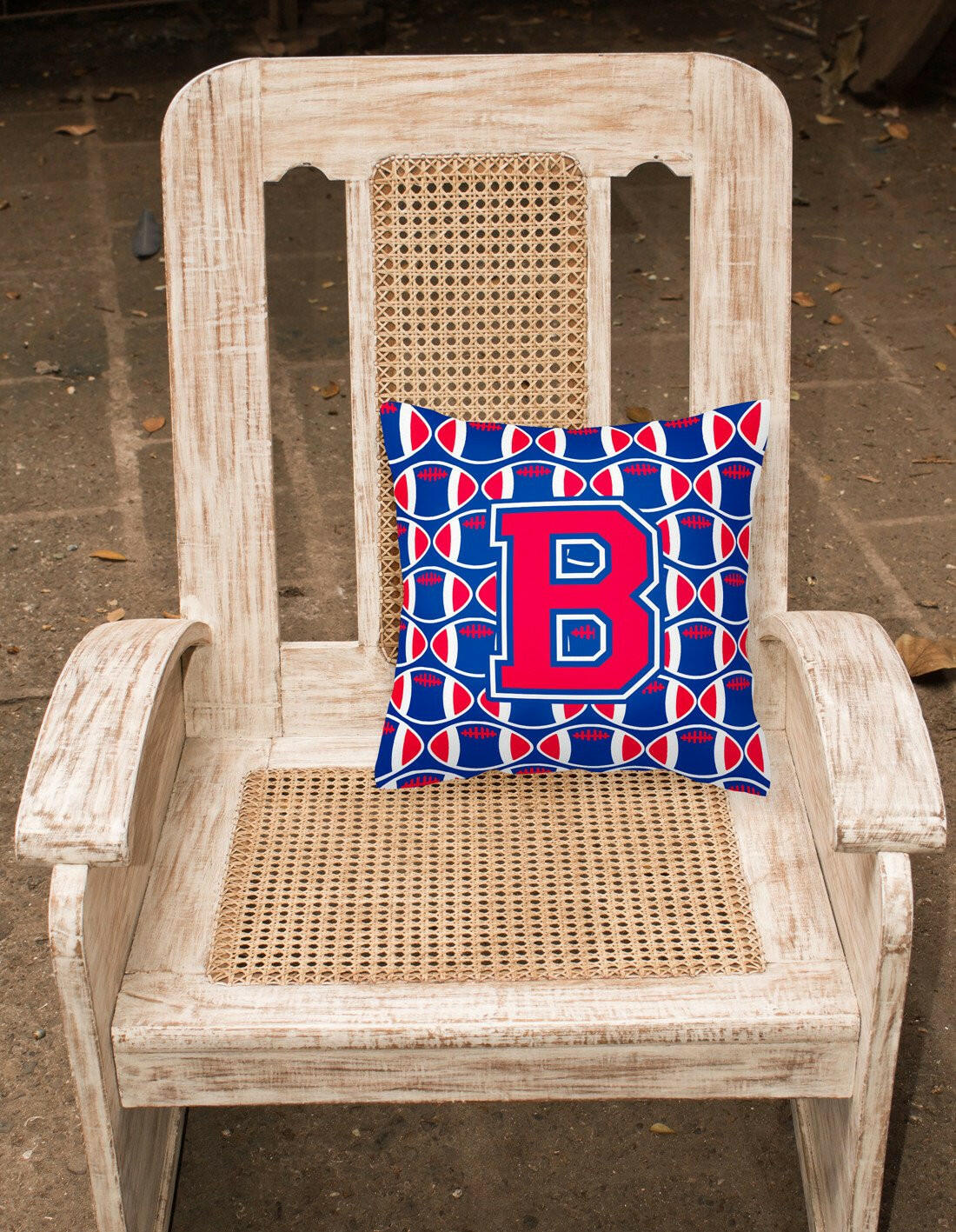 Letter B Football Harvard Crimson and Yale Blue Fabric Decorative Pillow CJ1076-BPW1414 by Caroline's Treasures