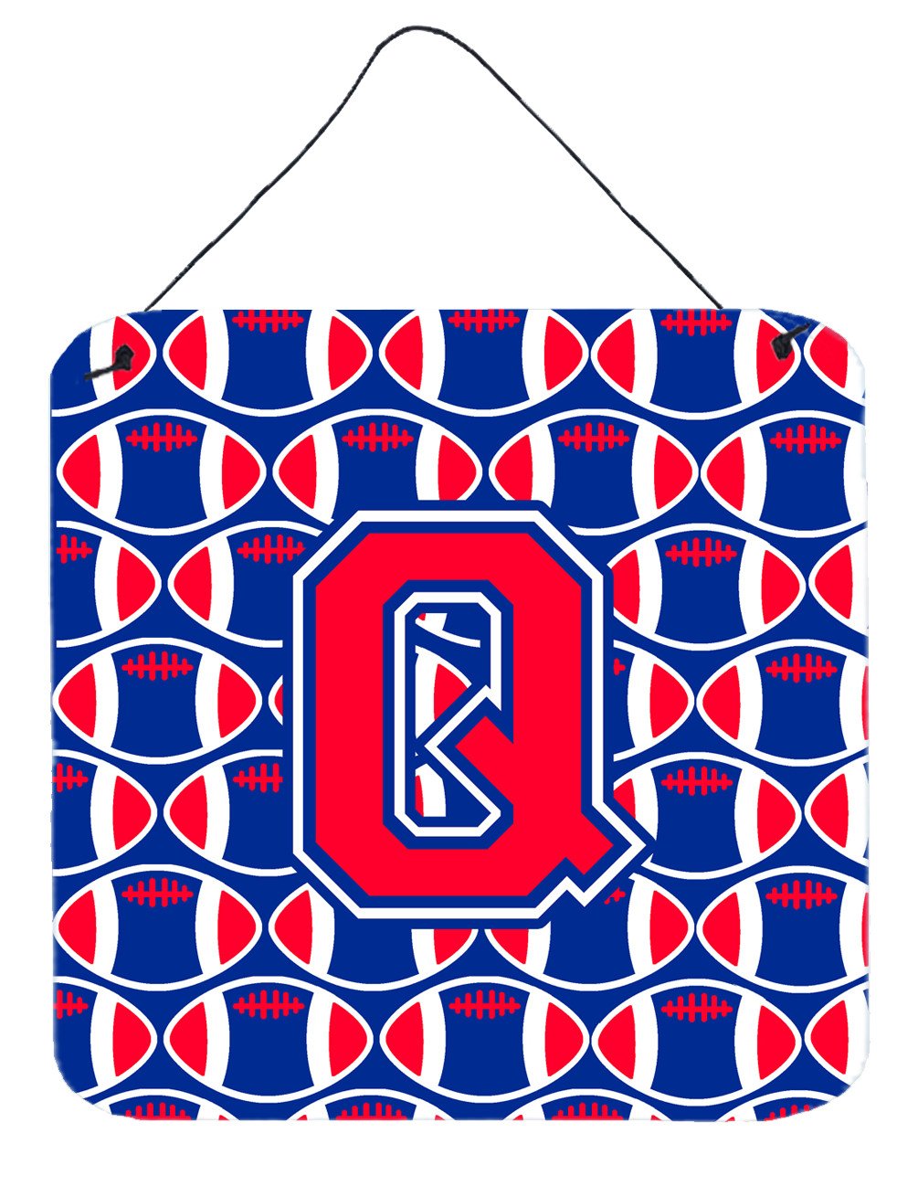 Letter Q Football Harvard Crimson and Yale Blue Wall or Door Hanging Prints CJ1076-QDS66 by Caroline's Treasures
