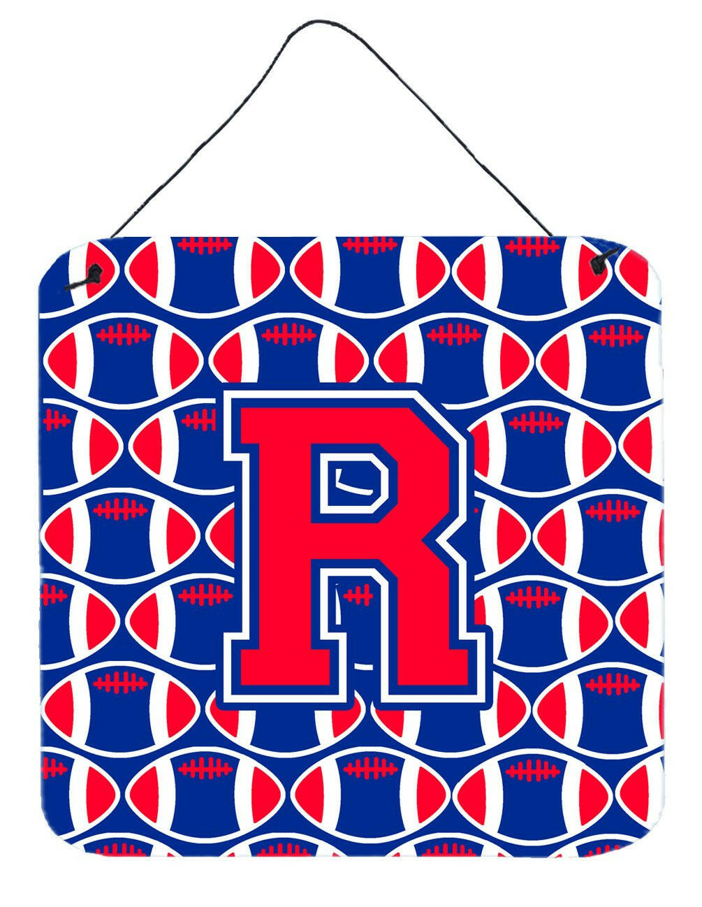 Letter R Football Harvard Crimson and Yale Blue Wall or Door Hanging Prints CJ1076-RDS66 by Caroline's Treasures