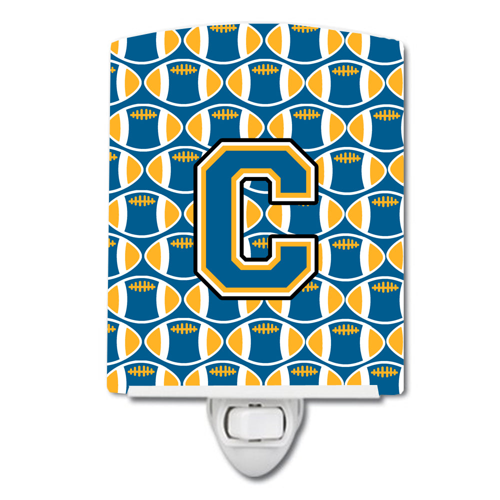 Letter C Football Blue and Gold Ceramic Night Light CJ1077-CCNL - the-store.com