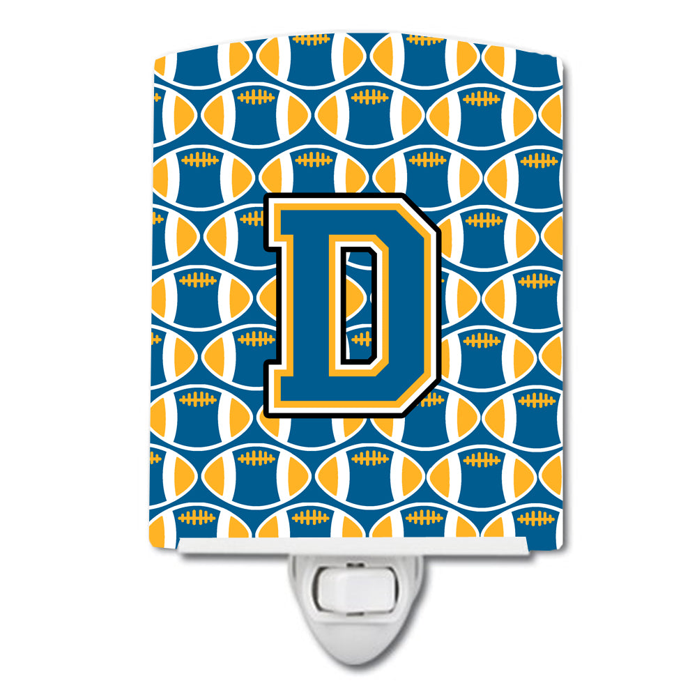 Letter D Football Blue and Gold Ceramic Night Light CJ1077-DCNL - the-store.com