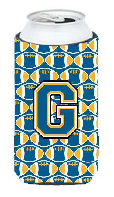 Letter G Football Blue and Gold Tall Boy Beverage Insulator Hugger CJ1077-GTBC by Caroline's Treasures