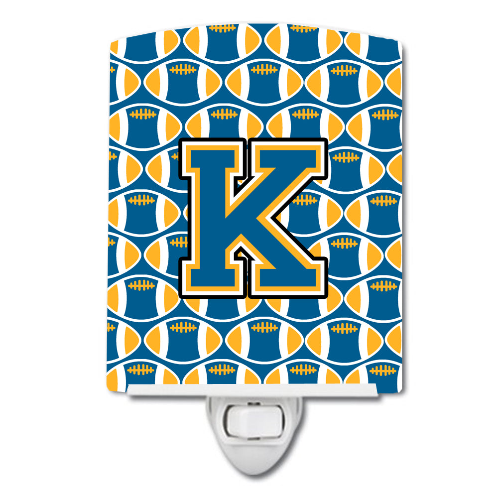 Letter K Football Blue and Gold Ceramic Night Light CJ1077-KCNL - the-store.com