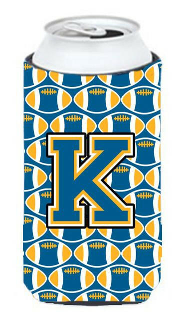 Letter K Football Blue and Gold Tall Boy Beverage Insulator Hugger CJ1077-KTBC by Caroline's Treasures