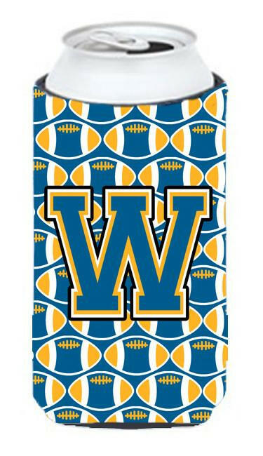 Letter W Football Blue and Gold Tall Boy Beverage Insulator Hugger CJ1077-WTBC by Caroline's Treasures