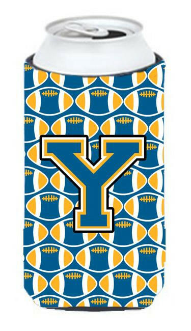 Letter Y Football Blue and Gold Tall Boy Beverage Insulator Hugger CJ1077-YTBC by Caroline&#39;s Treasures