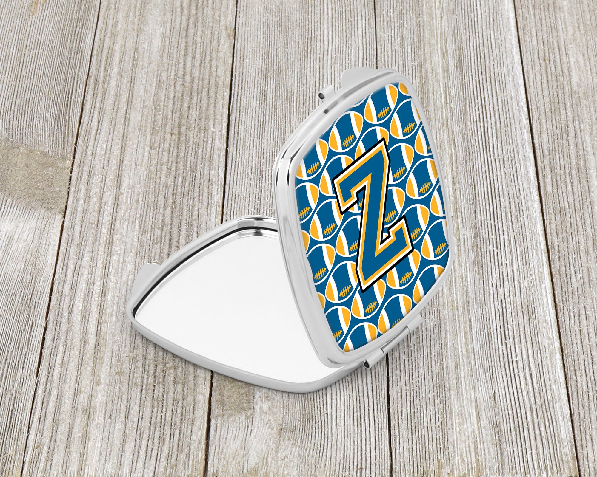 Letter Z Football Blue and Gold Compact Mirror CJ1077-ZSCM
