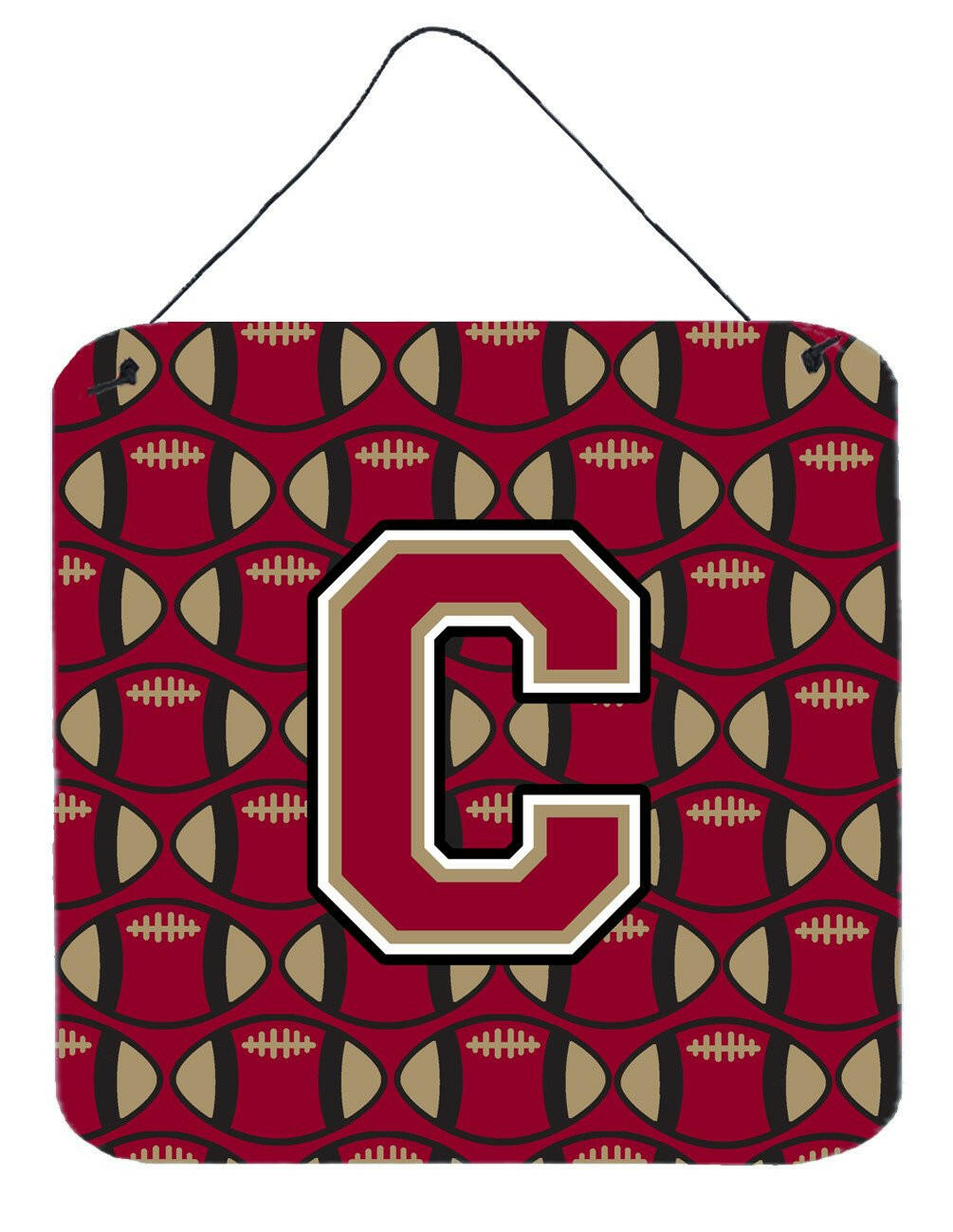 Letter C Football Garnet and Gold Wall or Door Hanging Prints CJ1078-CDS66 by Caroline's Treasures