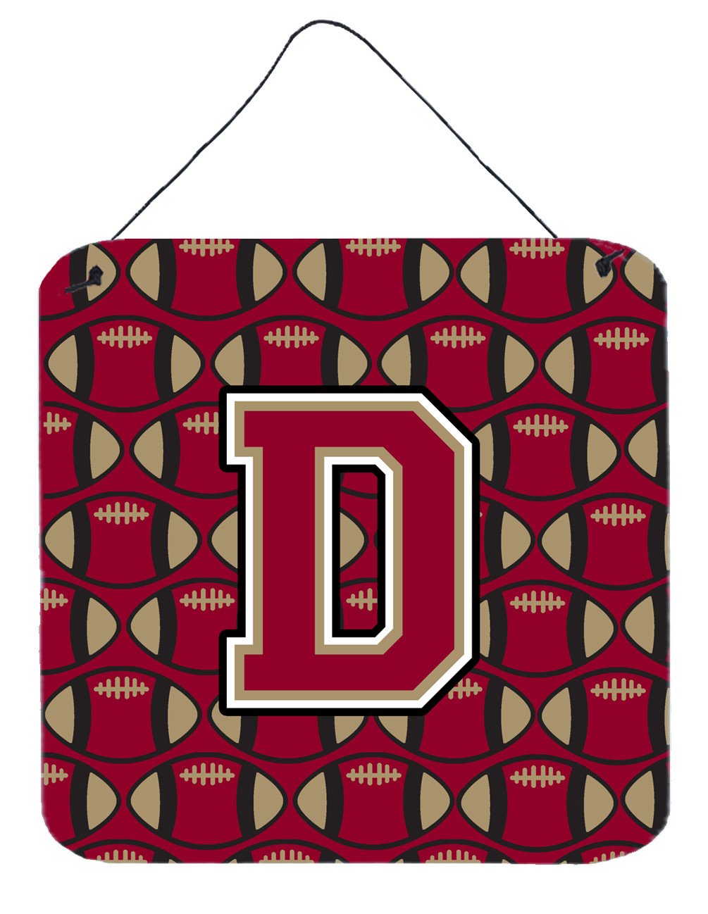 Letter D Football Garnet and Gold Wall or Door Hanging Prints CJ1078-DDS66 by Caroline's Treasures