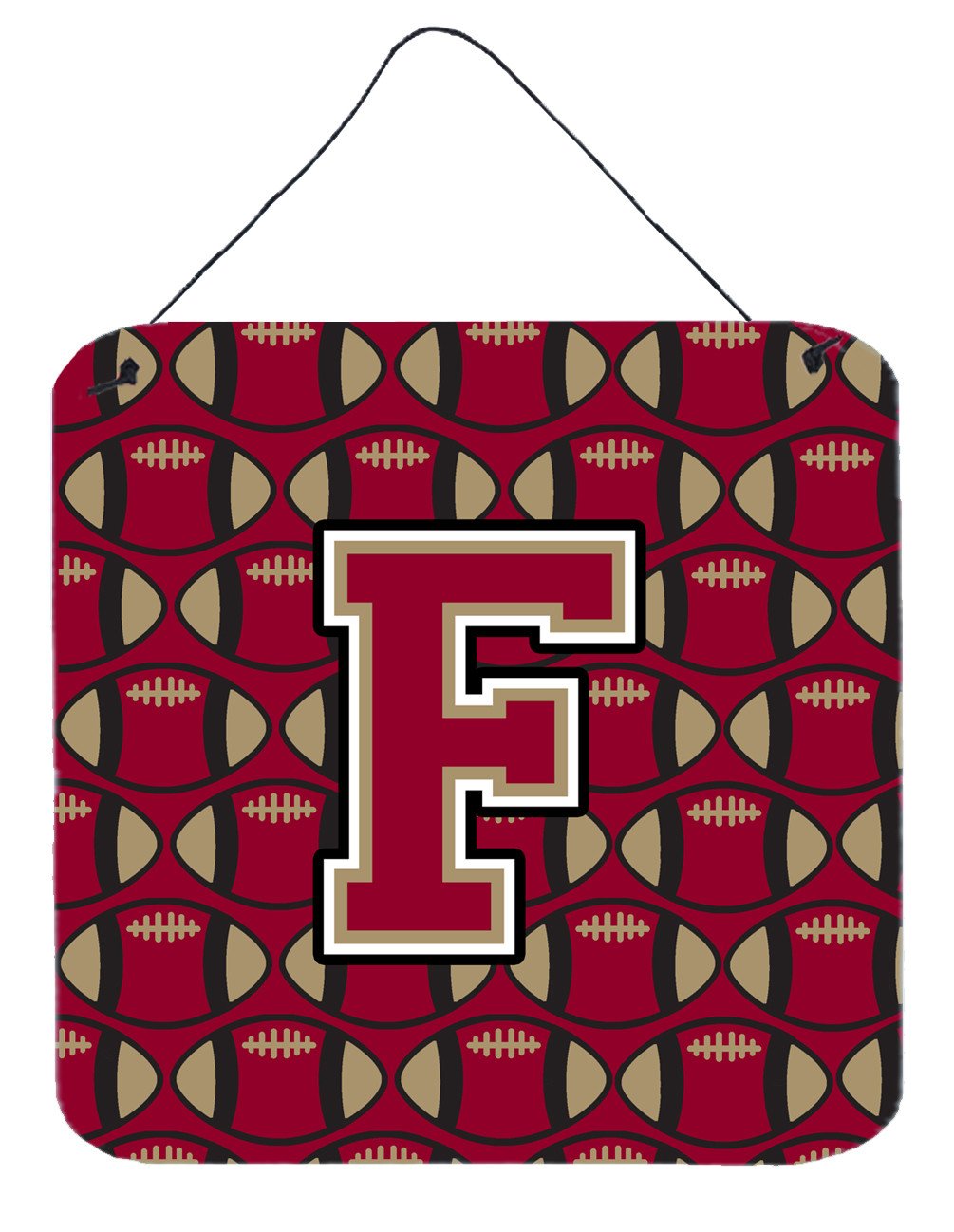 Letter F Football Garnet and Gold Wall or Door Hanging Prints CJ1078-FDS66 by Caroline's Treasures
