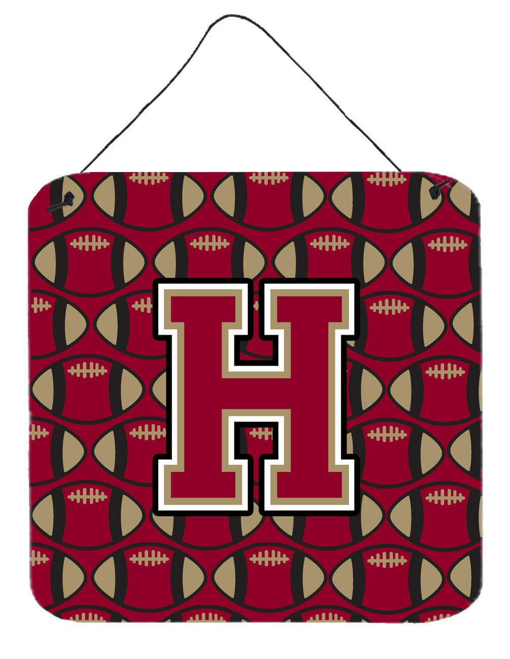 Letter H Football Garnet and Gold Wall or Door Hanging Prints CJ1078-HDS66 by Caroline's Treasures
