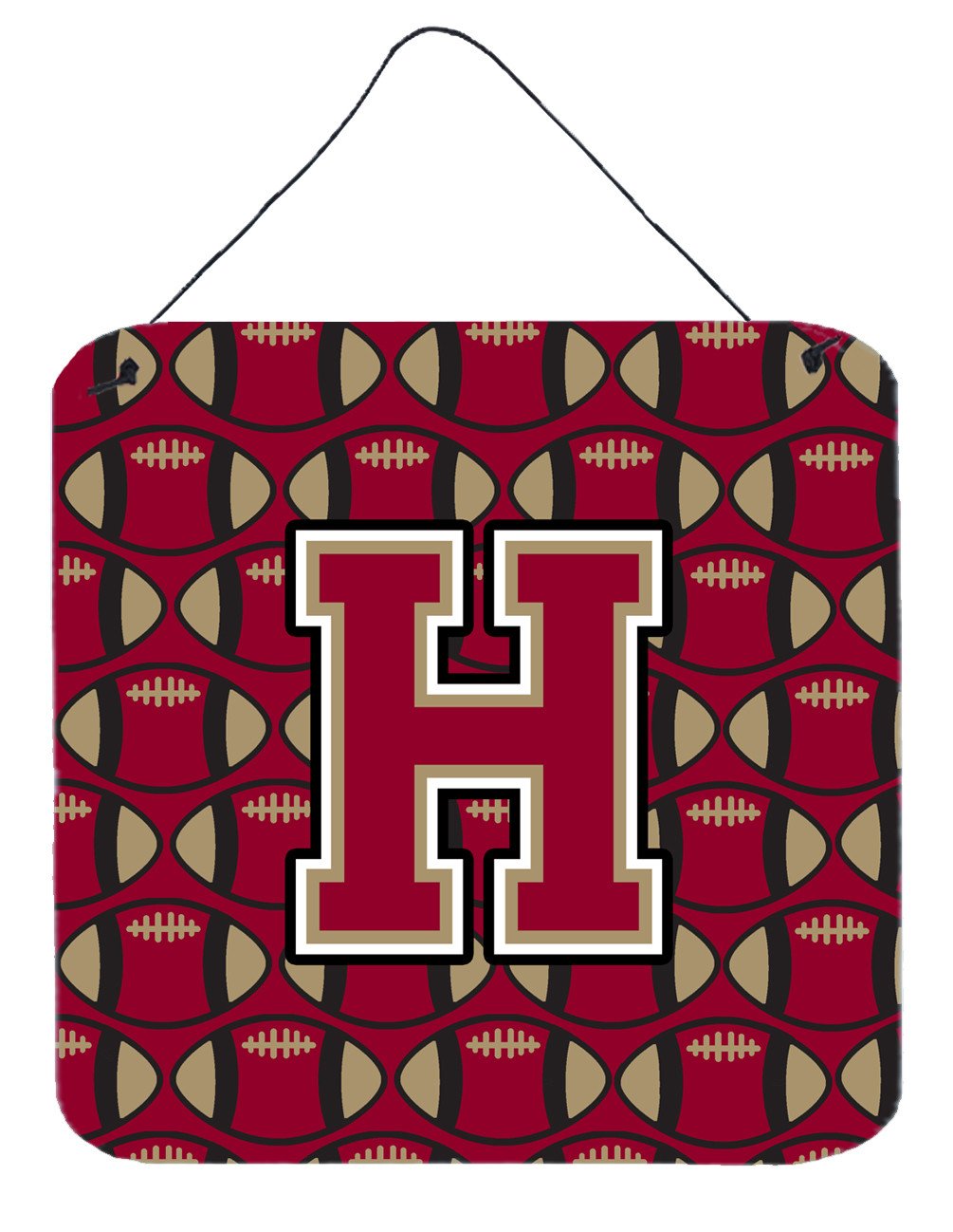 Letter H Football Garnet and Gold Wall or Door Hanging Prints CJ1078-HDS66 by Caroline's Treasures
