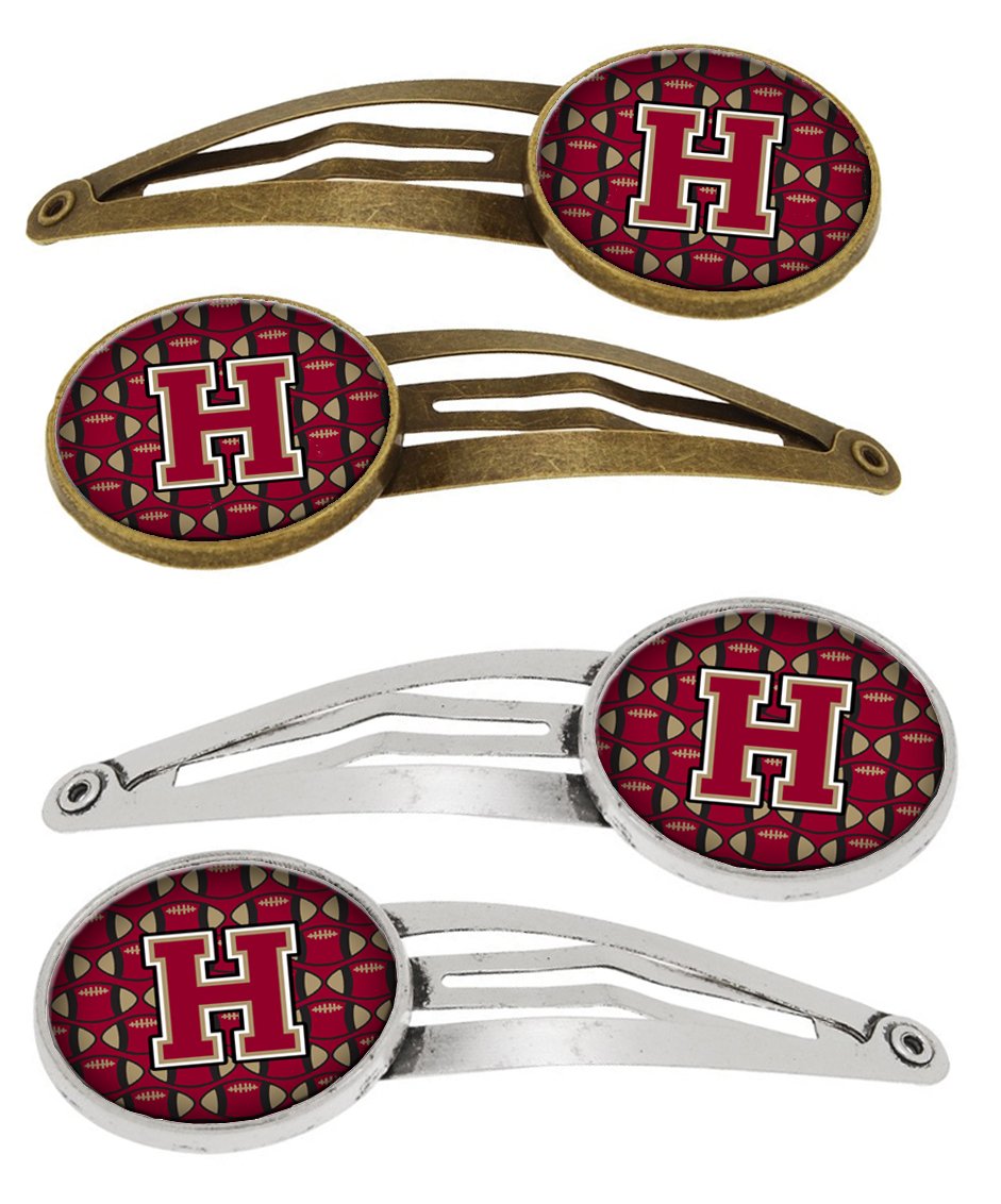 Letter H Football Garnet and Gold Set of 4 Barrettes Hair Clips CJ1078-HHCS4 by Caroline&#39;s Treasures