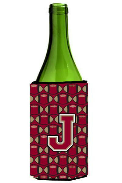 Letter J Football Garnet and Gold Wine Bottle Beverage Insulator Hugger CJ1078-JLITERK by Caroline's Treasures