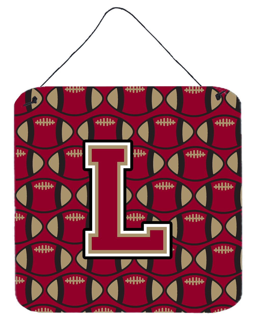 Letter L Football Garnet and Gold Wall or Door Hanging Prints CJ1078-LDS66 by Caroline's Treasures