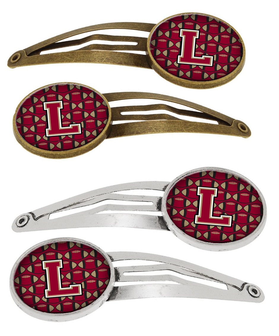 Letter L Football Garnet and Gold Set of 4 Barrettes Hair Clips CJ1078-LHCS4 by Caroline&#39;s Treasures
