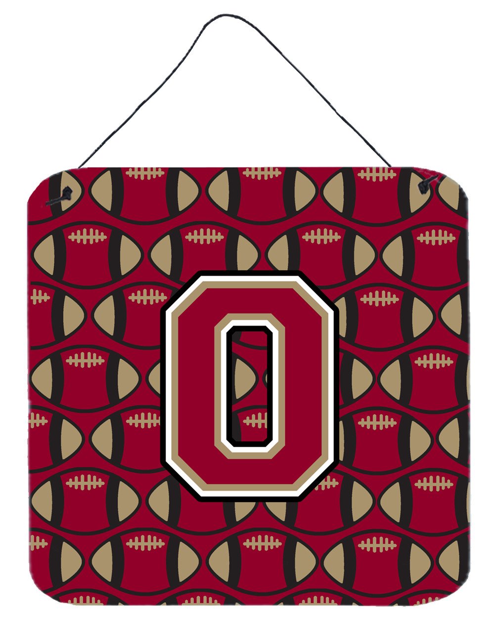 Letter O Football Garnet and Gold Wall or Door Hanging Prints CJ1078-ODS66 by Caroline's Treasures