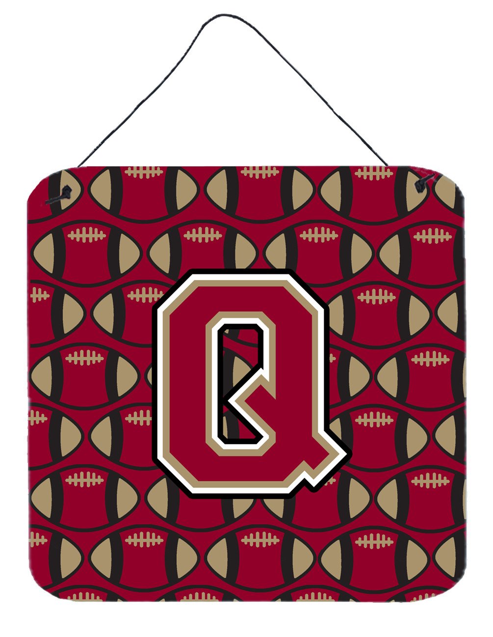 Letter Q Football Garnet and Gold Wall or Door Hanging Prints CJ1078-QDS66 by Caroline's Treasures