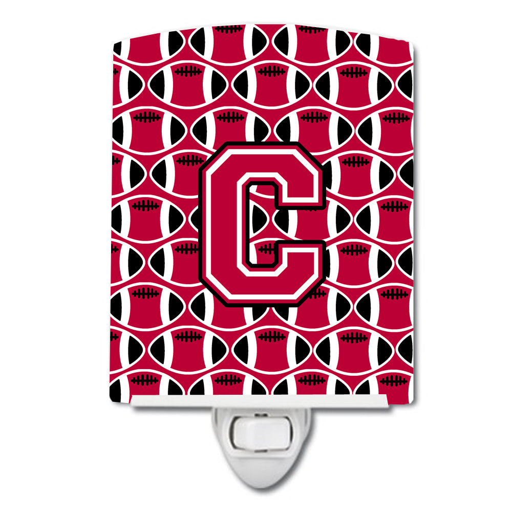 Letter C Football Crimson and White Ceramic Night Light CJ1079-CCNL - the-store.com