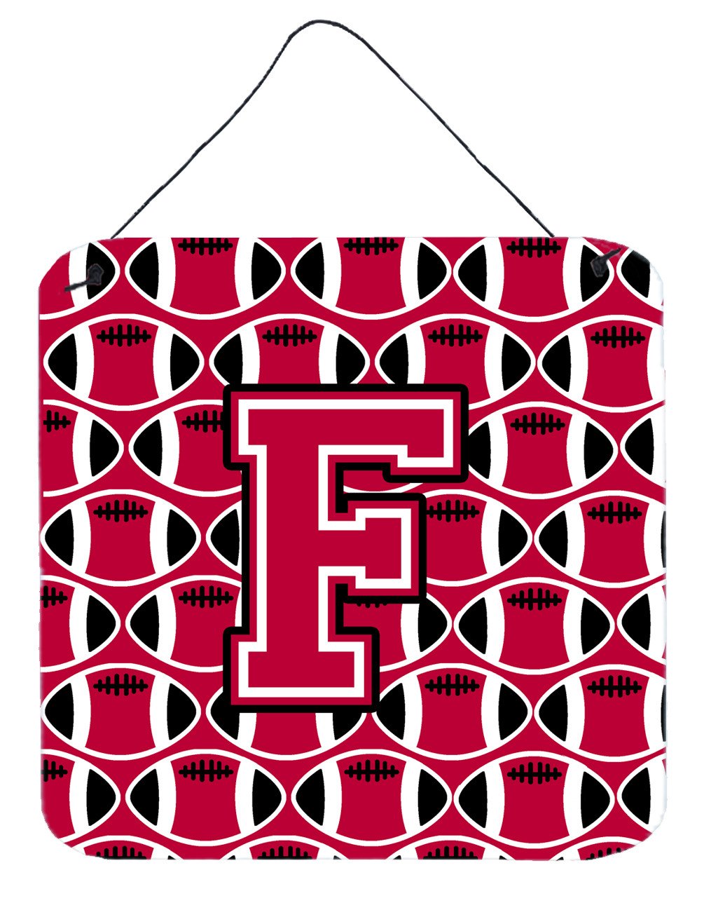 Letter F Football Crimson and White Wall or Door Hanging Prints CJ1079-FDS66 by Caroline's Treasures