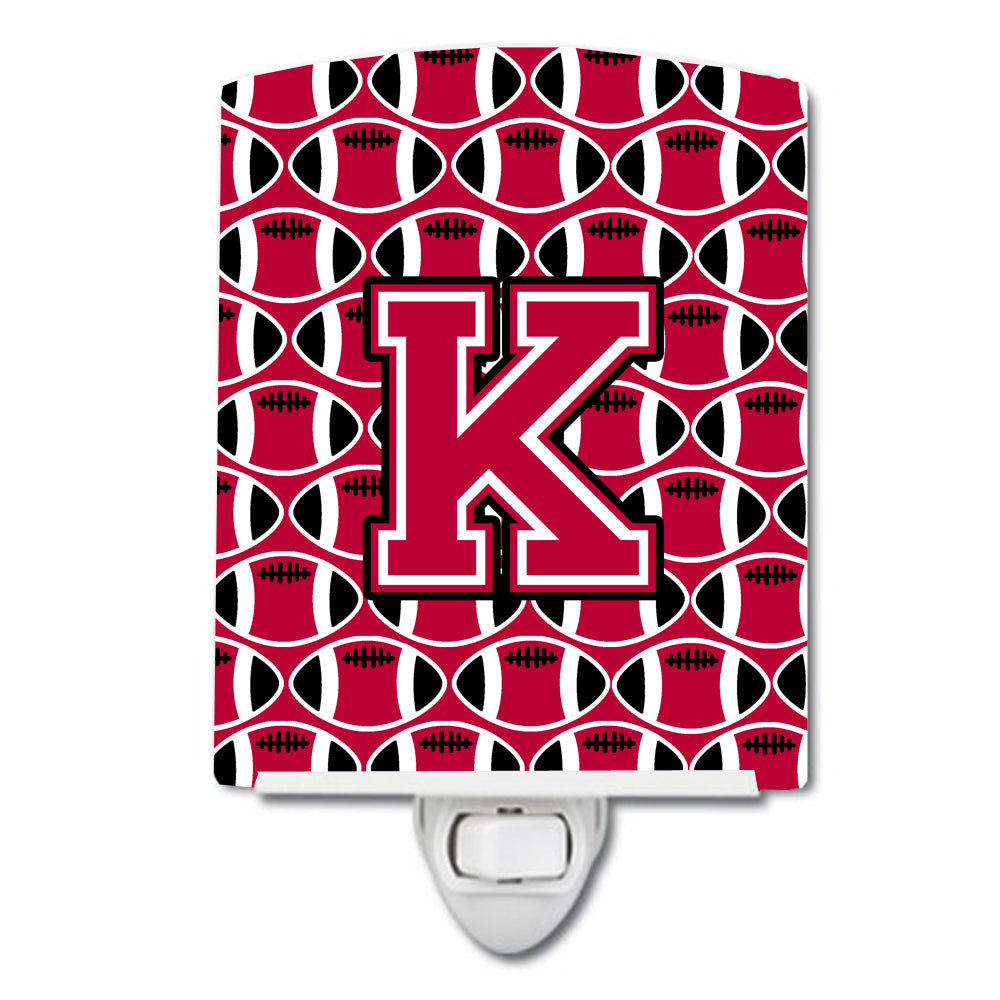 Letter K Football Crimson and White Ceramic Night Light CJ1079-KCNL - the-store.com