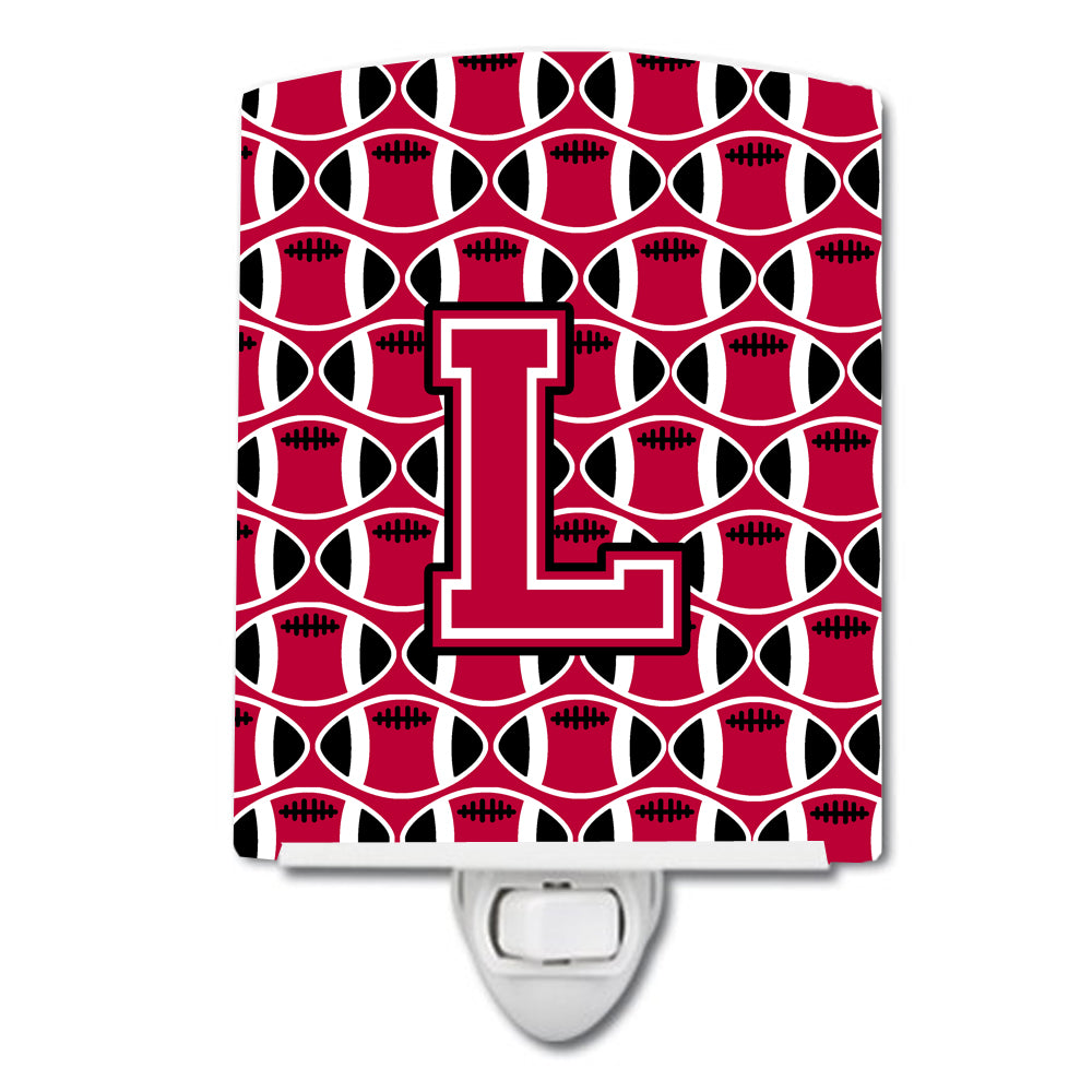 Letter L Football Crimson and White Ceramic Night Light CJ1079-LCNL - the-store.com