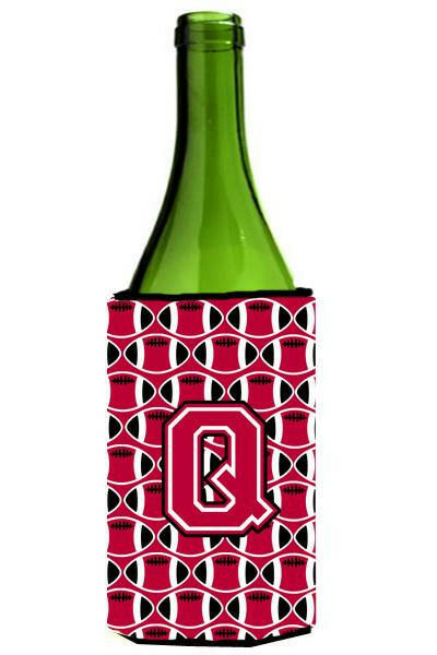 Letter Q Football Crimson and White Wine Bottle Beverage Insulator Hugger CJ1079-QLITERK by Caroline's Treasures