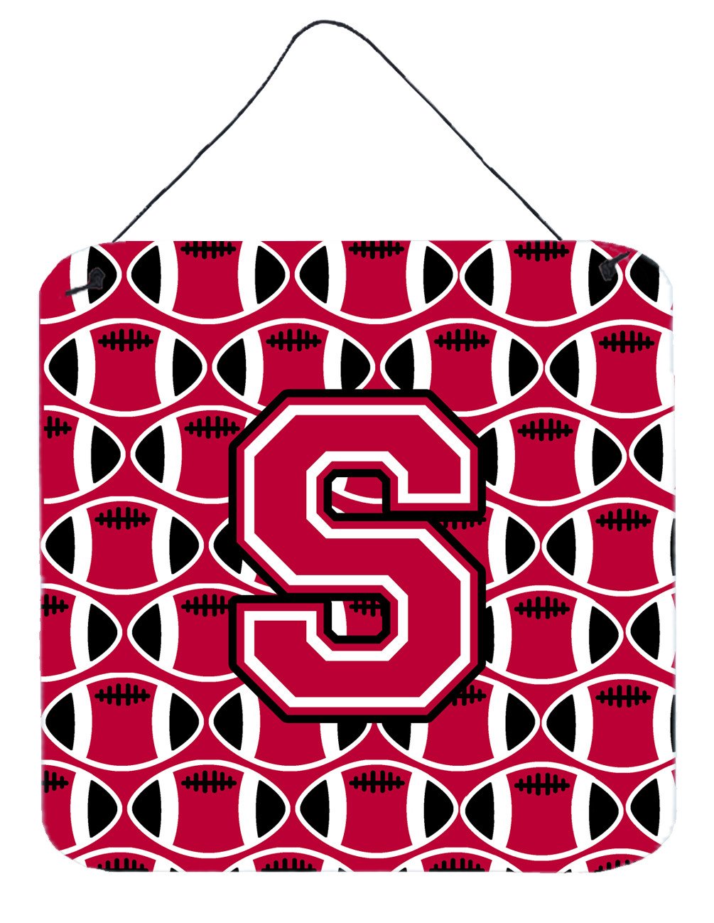Letter S Football Crimson and White Wall or Door Hanging Prints CJ1079-SDS66 by Caroline's Treasures