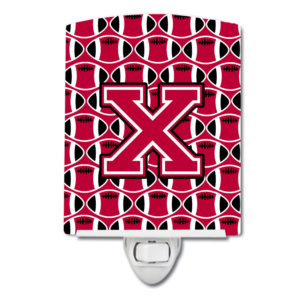 Letter X Football Crimson and White Ceramic Night Light CJ1079-XCNL - the-store.com