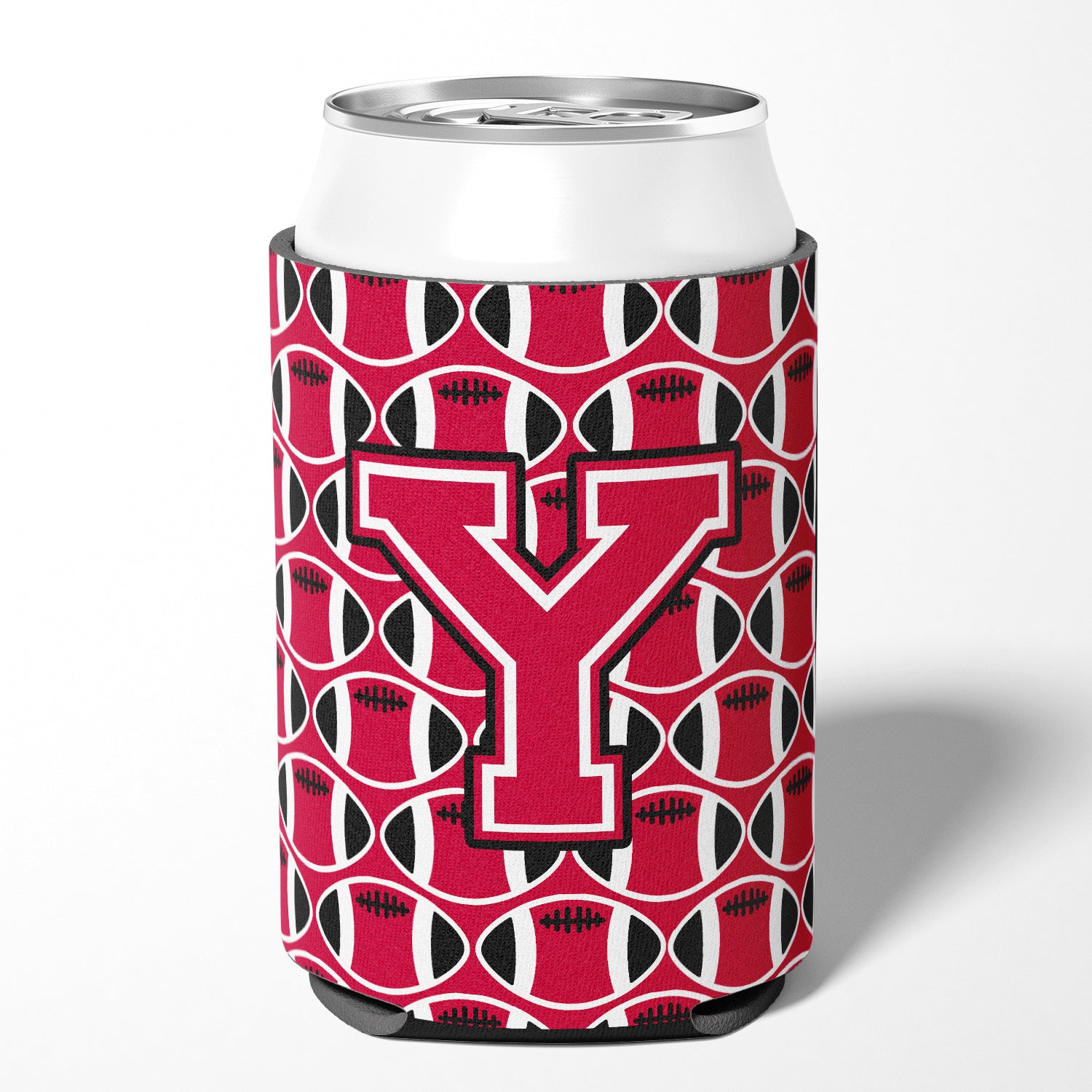 Letter Y Football Crimson and White Can or Bottle Hugger CJ1079-YCC.