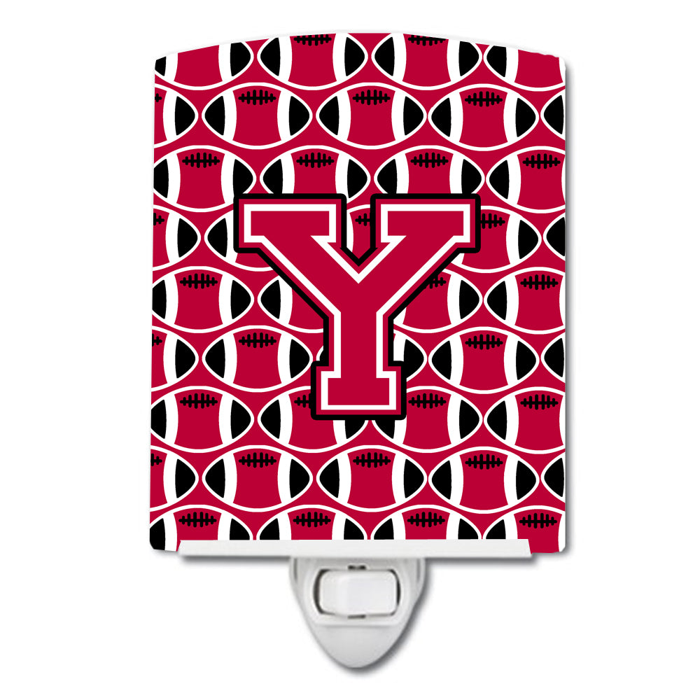 Letter Y Football Crimson and White Ceramic Night Light CJ1079-YCNL - the-store.com