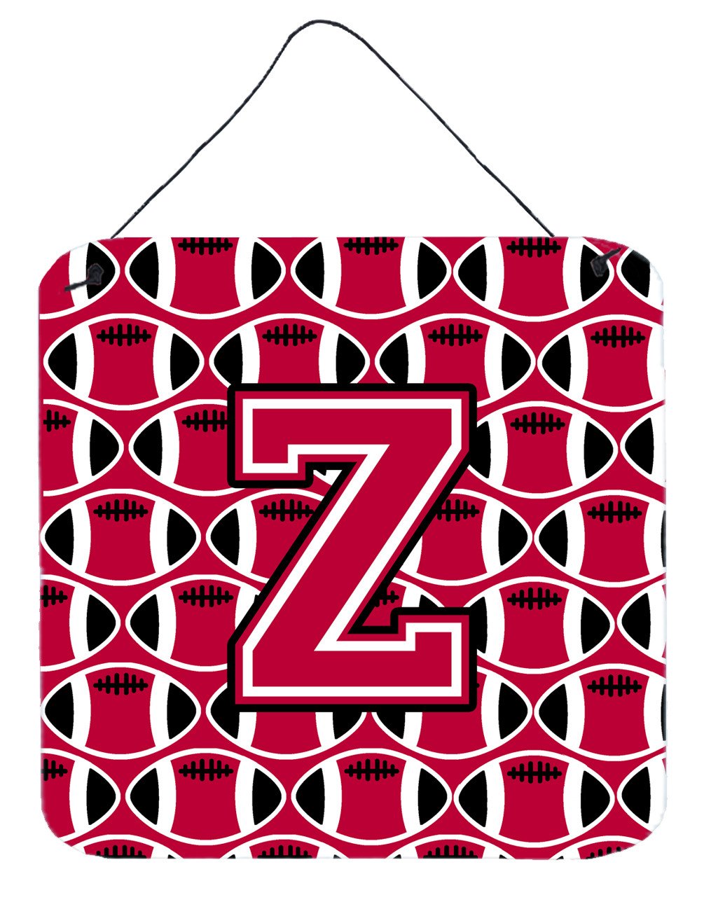 Letter Z Football Crimson and White Wall or Door Hanging Prints CJ1079-ZDS66 by Caroline's Treasures