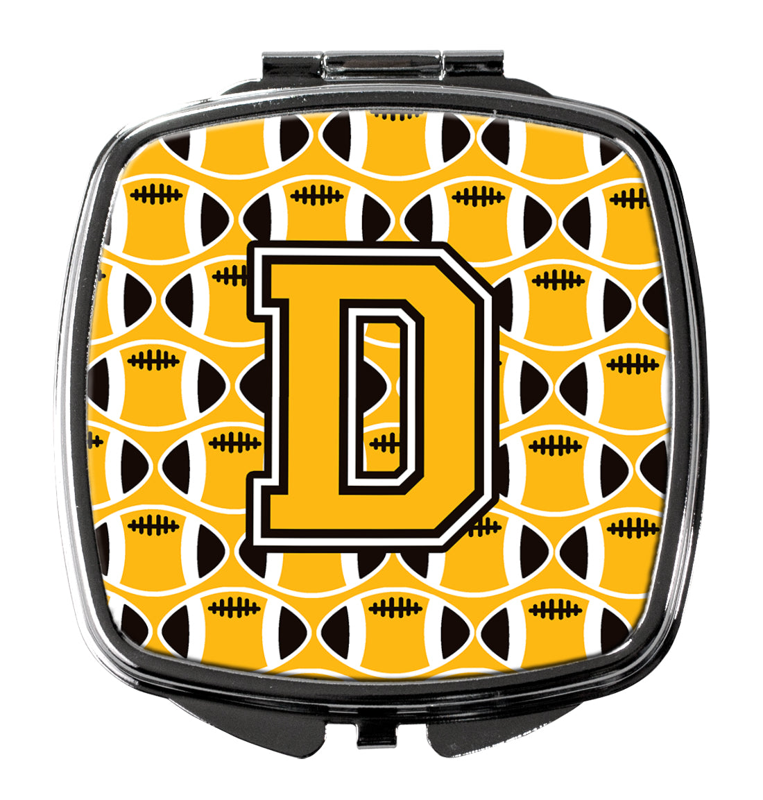 Letter D Football Black, Old Gold and White Compact Mirror CJ1080-DSCM