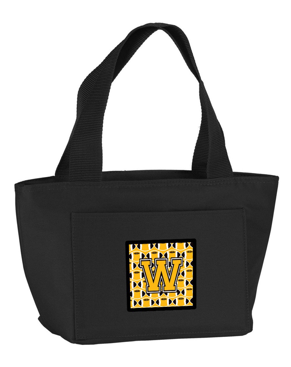 Letter W Football Black, Old Gold and White Lunch Bag CJ1080-WBK-8808 by Caroline's Treasures