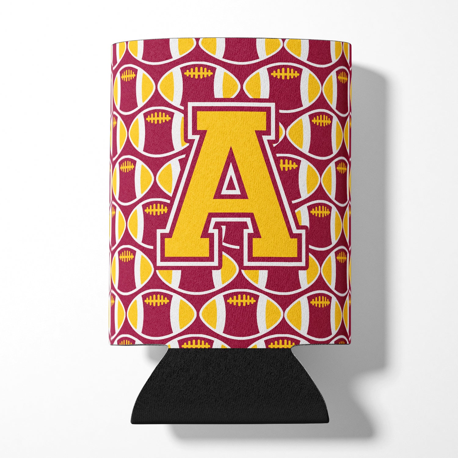 Letter A Football Maroon and Gold Can or Bottle Hugger CJ1081-ACC.