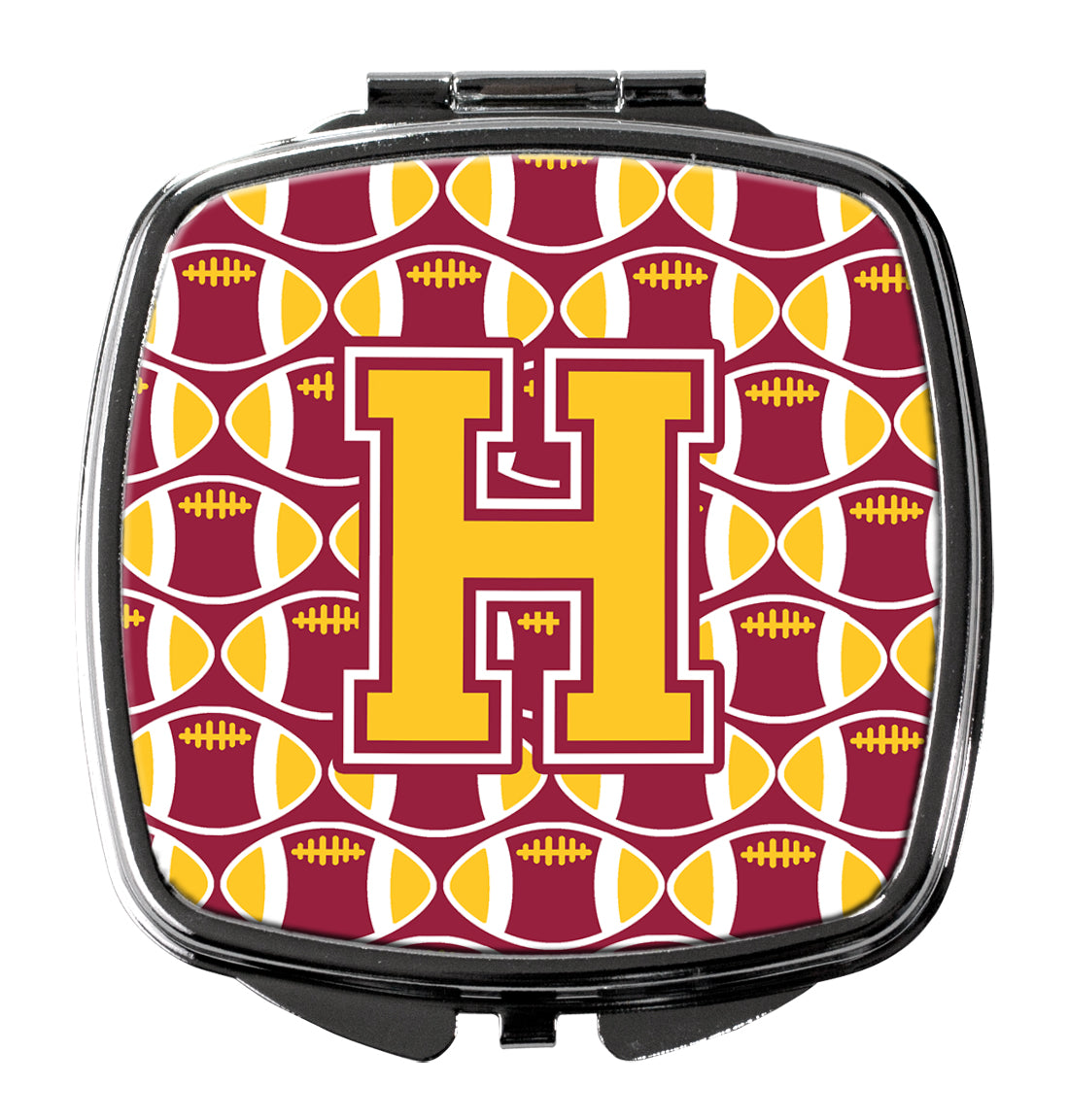 Letter H Football Maroon and Gold Compact Mirror CJ1081-HSCM