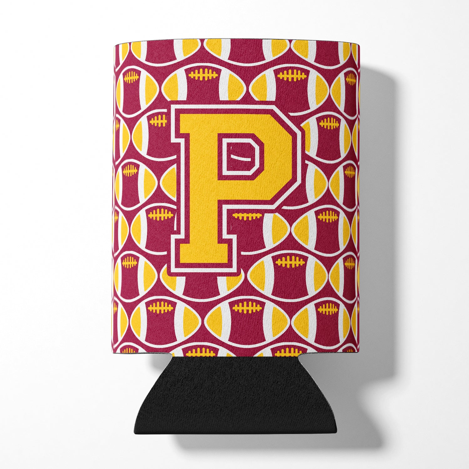 Letter P Football Maroon and Gold Can or Bottle Hugger CJ1081-PCC.