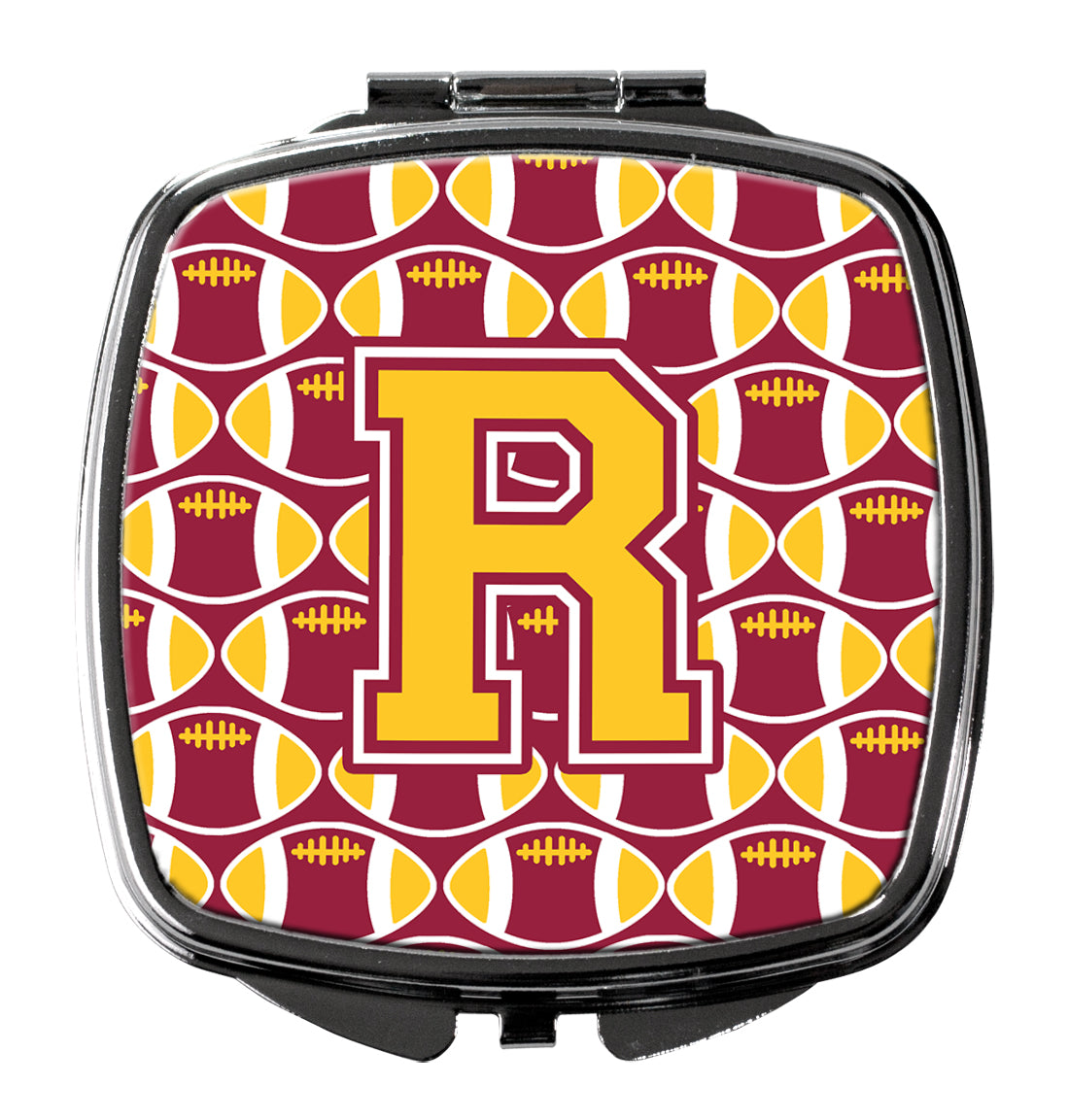 Letter R Football Maroon and Gold Compact Mirror CJ1081-RSCM