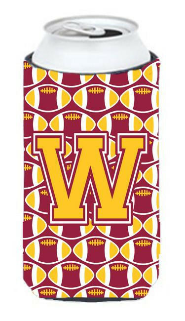 Letter W Football Maroon and Gold Tall Boy Beverage Insulator Hugger CJ1081-WTBC by Caroline's Treasures