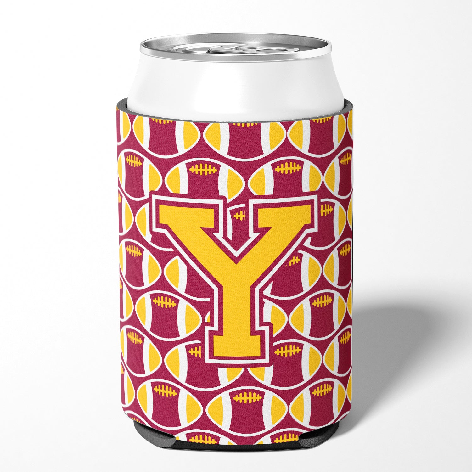 Letter Y Football Maroon and Gold Can or Bottle Hugger CJ1081-YCC.