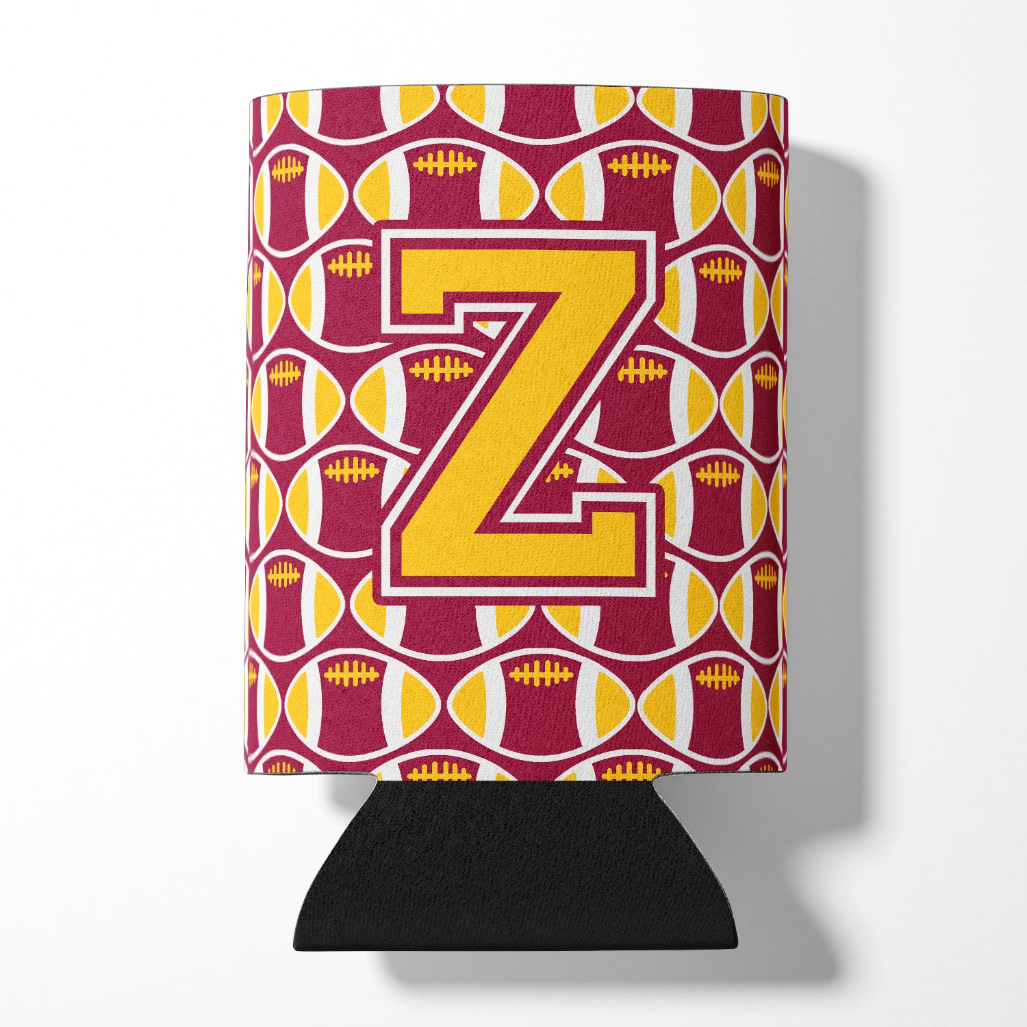 Letter Z Football Maroon and Gold Can or Bottle Hugger CJ1081-ZCC.
