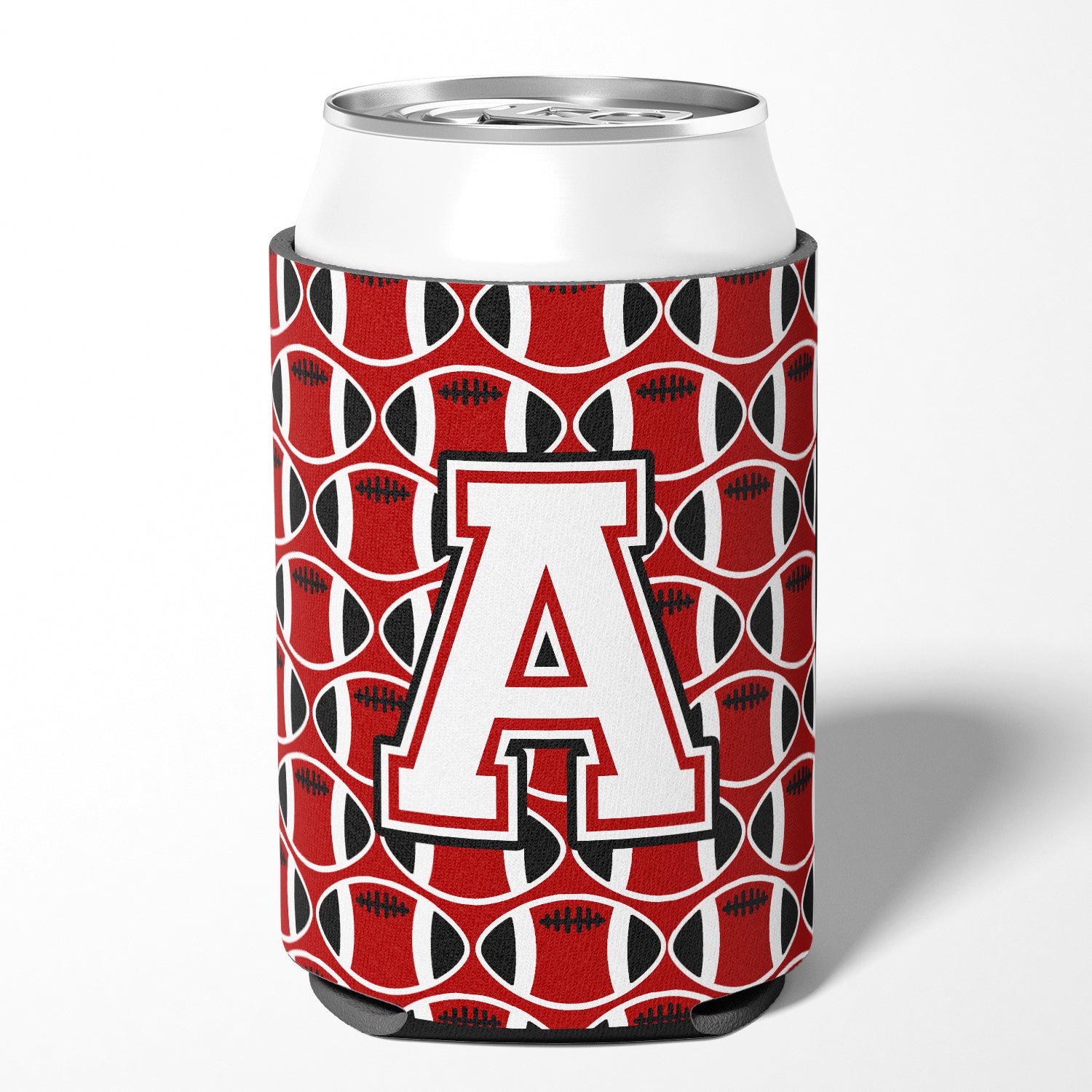Letter A Football Cardinal and White Can or Bottle Hugger CJ1082-ACC.