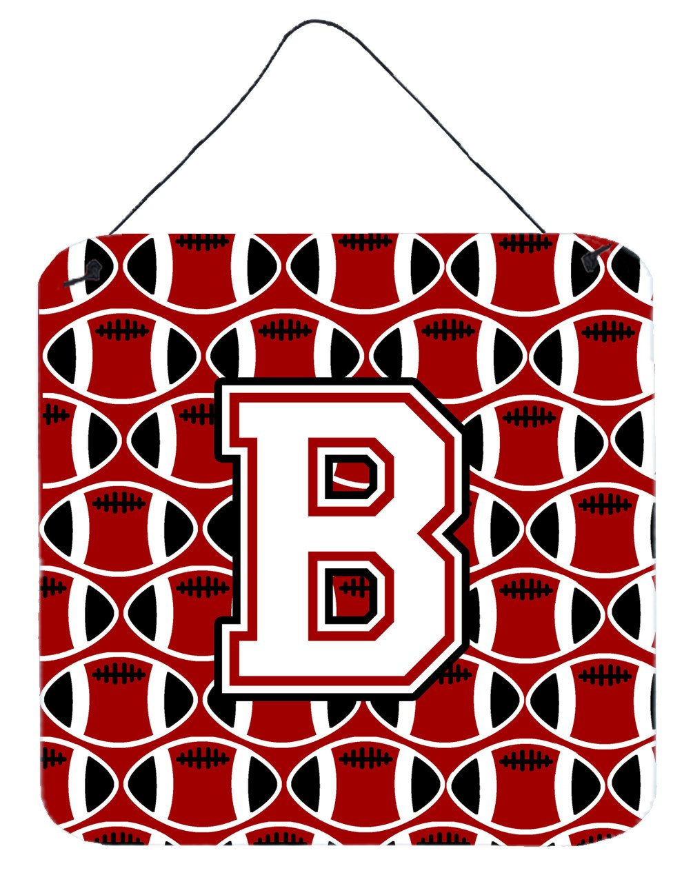 Letter B Football Cardinal and White Wall or Door Hanging Prints CJ1082-BDS66 by Caroline's Treasures
