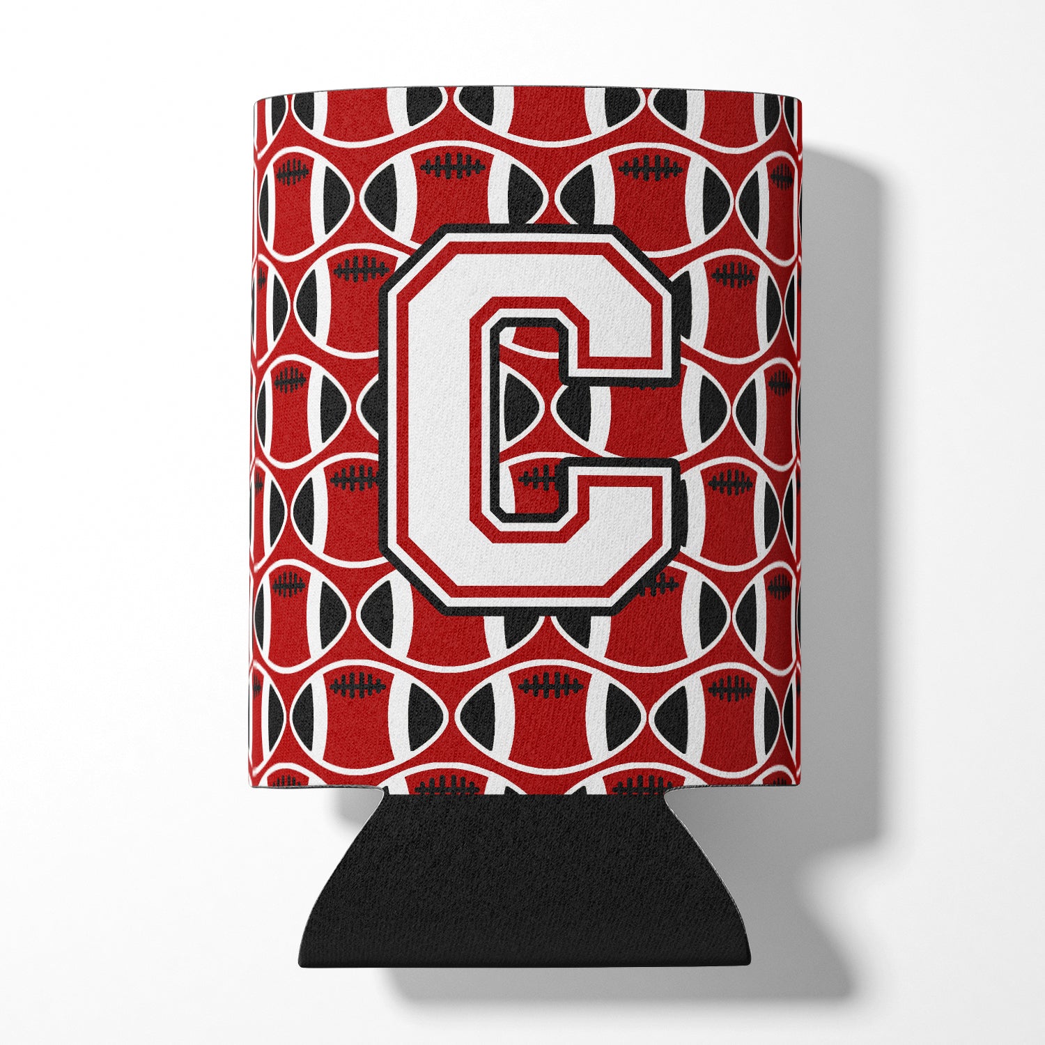 Letter C Football Cardinal and White Can or Bottle Hugger CJ1082-CCC.