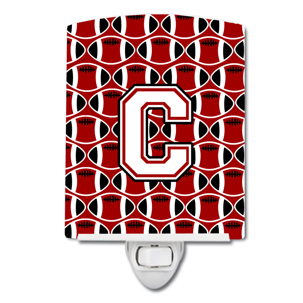Letter C Football Cardinal and White Ceramic Night Light CJ1082-CCNL - the-store.com