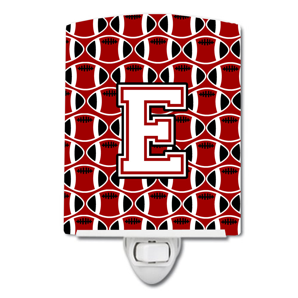 Letter E Football Cardinal and White Ceramic Night Light CJ1082-ECNL - the-store.com