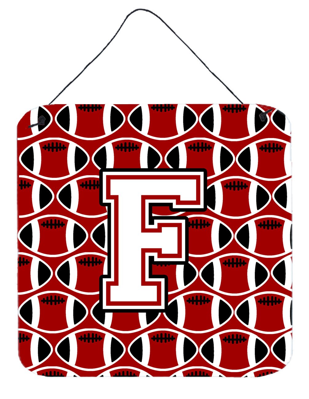 Letter F Football Cardinal and White Wall or Door Hanging Prints CJ1082-FDS66 by Caroline's Treasures