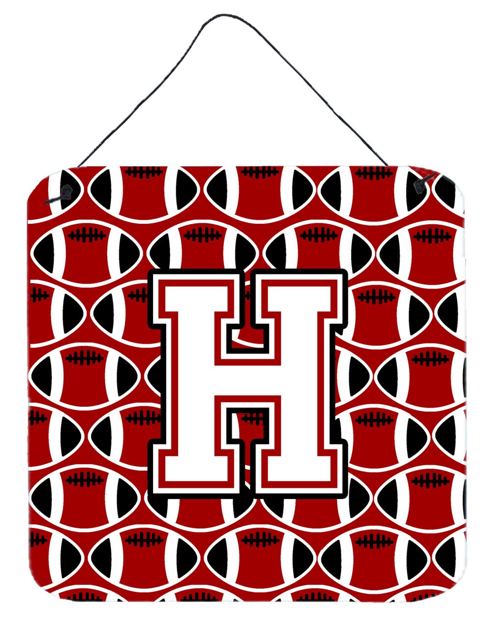 Letter H Football Cardinal and White Wall or Door Hanging Prints CJ1082-HDS66 by Caroline's Treasures